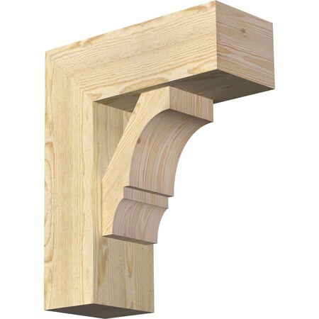 Ekena Millwork Balboa Block Rough Sawn Bracket w/ Offset Brace, Douglas Fir, 8"W x 20"D x 24"H BKT0806X20X24BOA05RDF